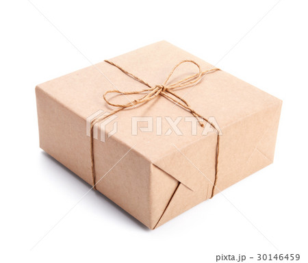 Parcel wrapped with brown packing paper 30146459