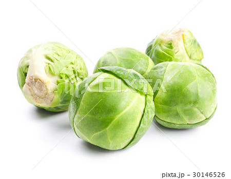 Fresh green Brussels sprouts isolated on white 30146526