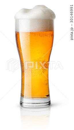 Light beer in sweaty glass 30146991