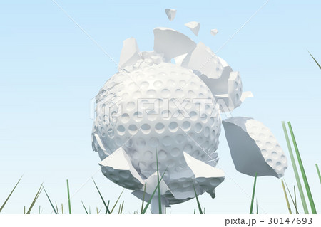 3D illustration Golf ball Scatters to pieces after 30147693