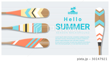 Hello summer background with painted canoe paddle 30147921