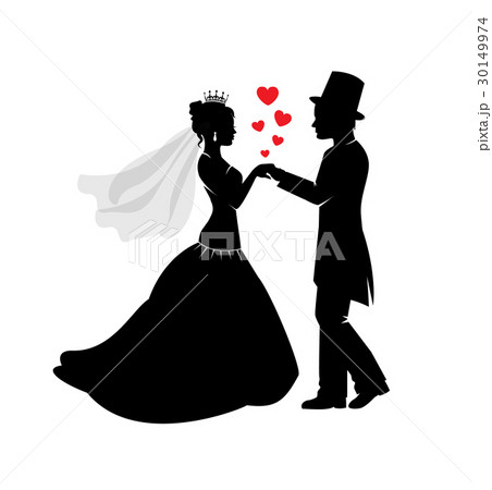 Black silhouettes of the bride and groom 30149974