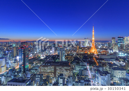 夜景_東京タワーと富士山 30150341
