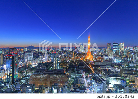 夜景_東京タワーと富士山 夜景_東京タワーと富士山 30150342