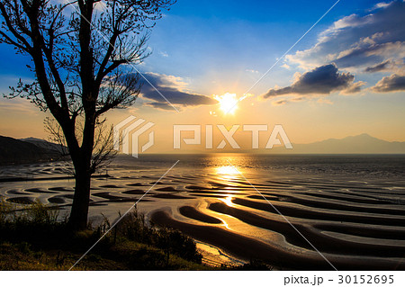 御輿来海岸の夕陽 30152695