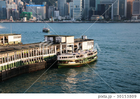 Tsim Sha Tsui Star Ferry Pier with blue sky in hk Tsim Sha Tsui Star Ferry Pier with blue sky in hk 30153809