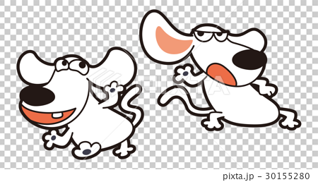白い犬のキャラクター 雑種のイラスト素材