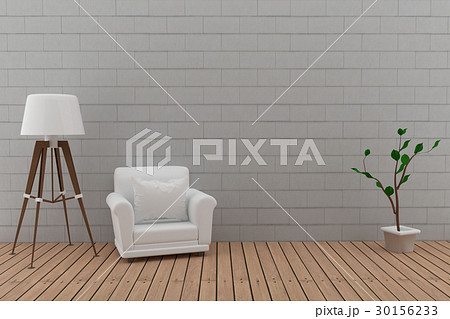 single sofa with lamp in the brick wall and wood  30156233