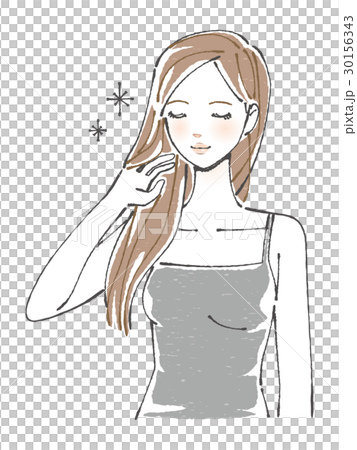 きれいなロングヘアの女性のイラスト素材 きれいなロングヘアの女性のイラスト素材