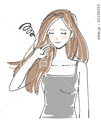 髪の毛が多くて悩む女性 髪の毛が多くて悩む女性 30156352
