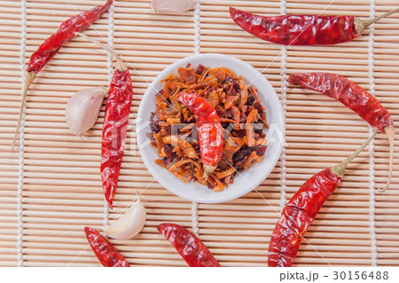 chili sauce on ceramic dish 30156488