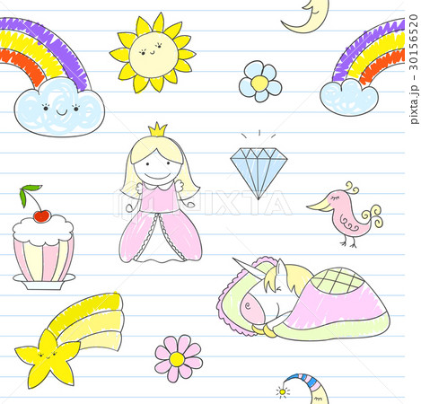 Seamless background with happy princess 30156520