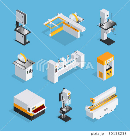 Modern Woodworking Machinery Isometric Set Modern Woodworking Machinery Isometric Set 30158253