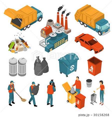 Isometric Garbage Recycling Icon Set Isometric Garbage Recycling Icon Set 30158268