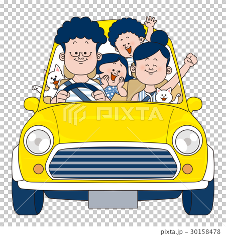 家族でドライブ：黄色い車 30158478