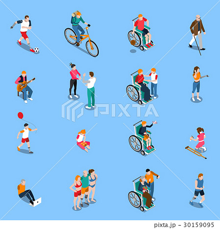 Disabled Persons Isometric Setのイラスト素材 [30159095] - PIXTA