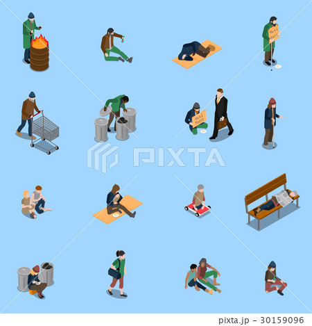 Homeless People Isometric Set 30159096