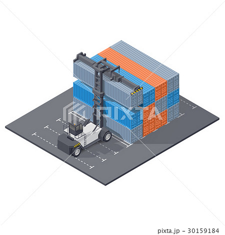 Port loader stacks 40foot container isometric icon Port loader stacks 40foot container isometric icon 30159184