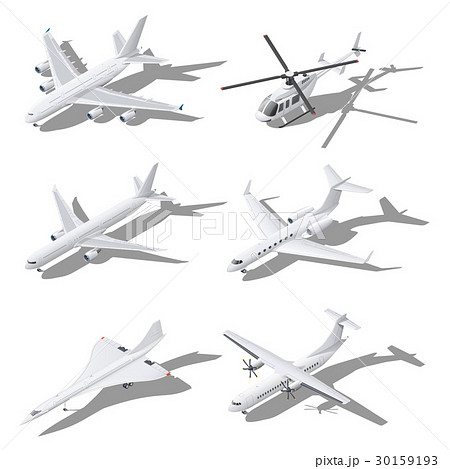 Various passenger aircraft isometric icon set 30159193