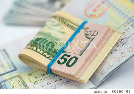 American money is on the top of the passport 30160491