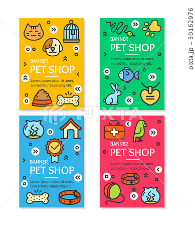 Pet Shop Flyer Banner Placard Set. Vector 30162976
