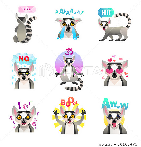 Lemur Emoji Stickers Set Lemur Emoji Stickers Set 30163475