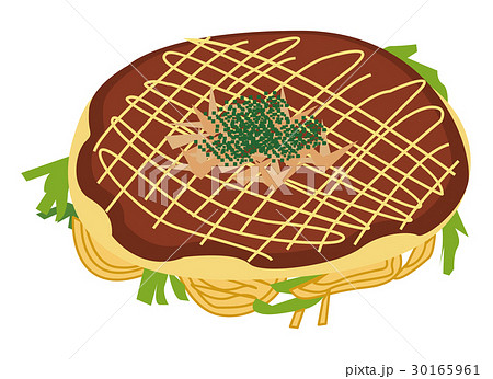 広島風お好み焼きのイラストのイラスト素材