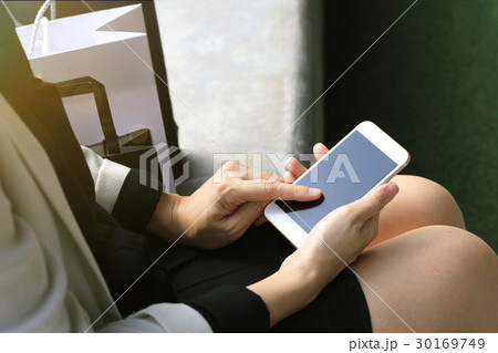 Office woman using mobile smart phone 30169749