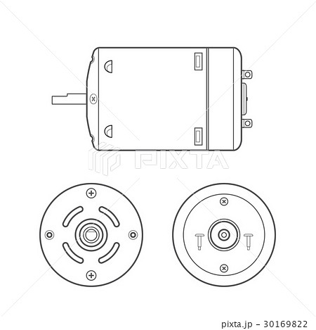 Vector Electric Motor Outline Illustration のイラスト素材