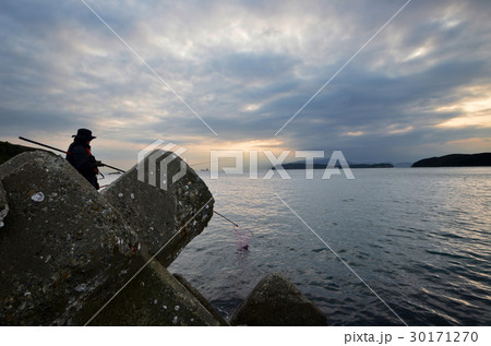 城ヶ崎の釣り人の写真素材