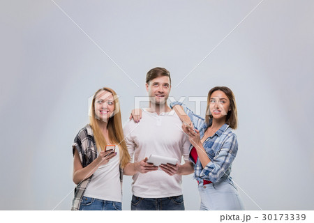 Casual People Group, Young Man Two Woman Happy 30173339