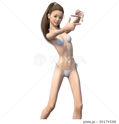 水着の女性 夏イメージ perming3DCG イラスト素材のイラスト素材
