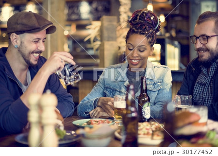 People Enjoy Food Drinks Party Restaurant People Enjoy Food Drinks Party Restaurant 30177452