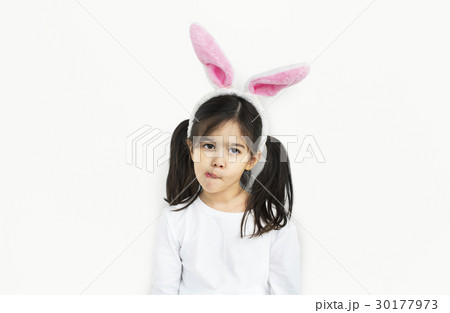 Little Girl Bunny Ears Silly Concept 30177973