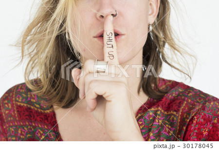 Woman Quiet Shut Up Secret Shh Portrait Concept Woman Quiet Shut Up Secret Shh Portrait Concept 30178045