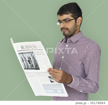 Indian Man Reading Newspaper Concept 30178064