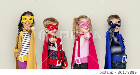 Superhero Kids Friendship Smiling Happiness Playful Togetherness 30178889