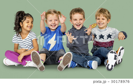 Little Children Happy Cheerful Enjoying Friends 30178976