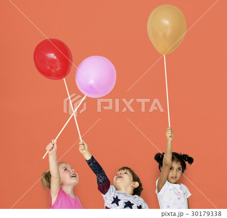 Little Children Playing Balloon Fun Smiling 30179338
