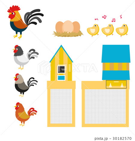 chicken coop illustration set 30182570