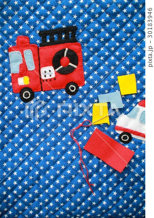 入園入学準備　男の子用バッグの手作りアップリケ 30183946