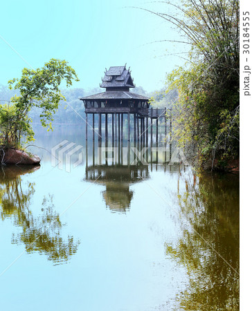 Reflection of Thai old style pavilion. Reflection of Thai old style pavilion. 30184555
