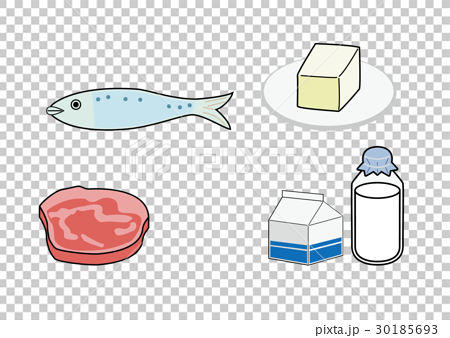 Meat Fish Egg Soybean Dairy Products Stock Illustration