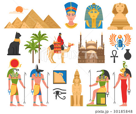 Egyptian Art Flat Collectionのイラスト素材