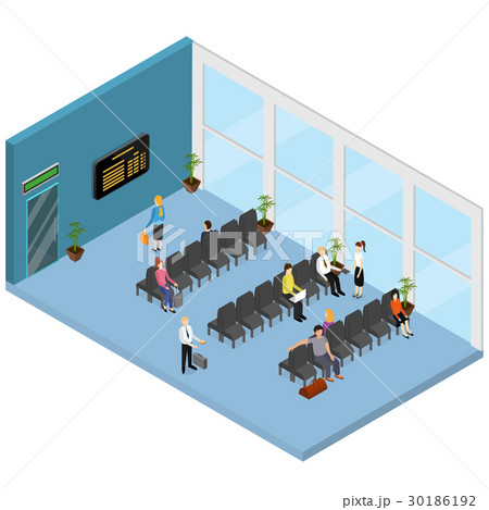 Waiting Hall Interior Isometric View. Vector 30186192