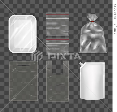 Disposable Plastic Bag Package Set on Transparent 30187245