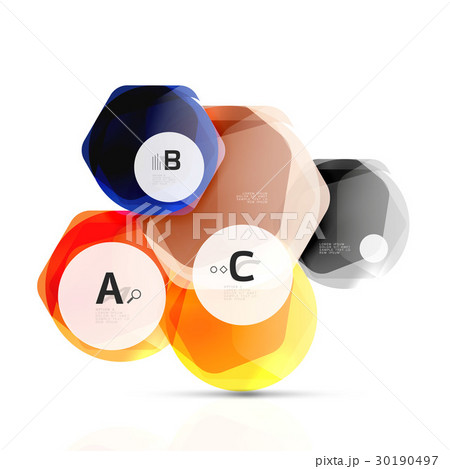 Glass color hexagons. Glossy plastic hexagon 30190497