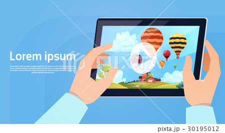 Hand Holding Modern Tablet Computer Watch Video Of 30195012