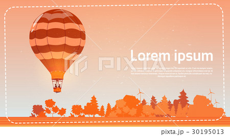 Colorful Air Balloon Flying In Sky At Sunset Colorful Air Balloon Flying In Sky At Sunset 30195013