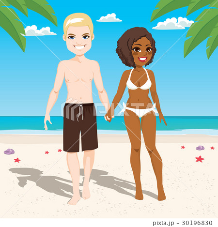 Interracial Couple Beach 30196830